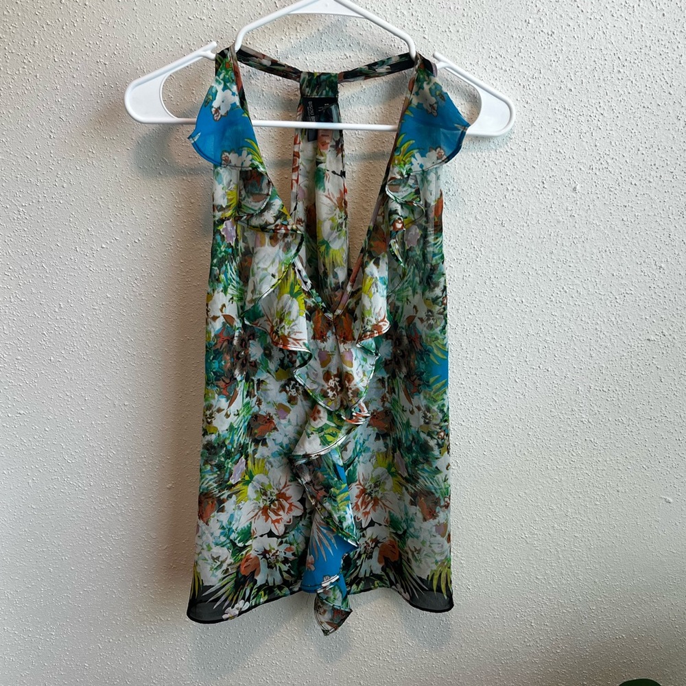 BISOU BISOU Floral Print Mesh Shirt/Blouse